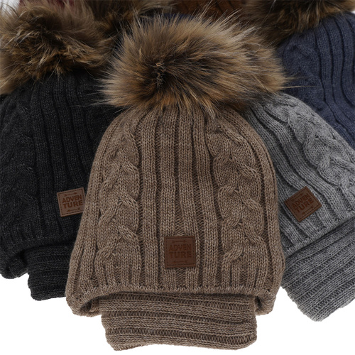 Pojke vinter set: mössa och tubhalsduk, svart, med pompom, Casper