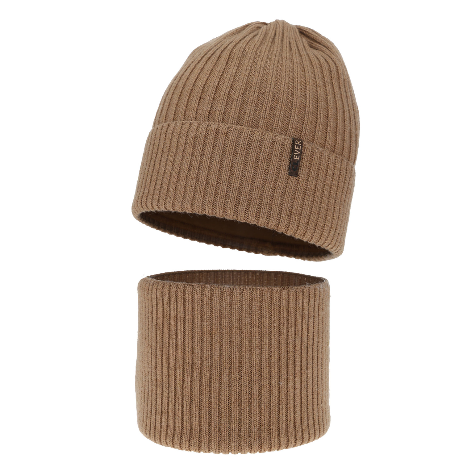 Pojke vinter set: mössa och halsduk, camel, 100% Merino Ull, Gizmo
