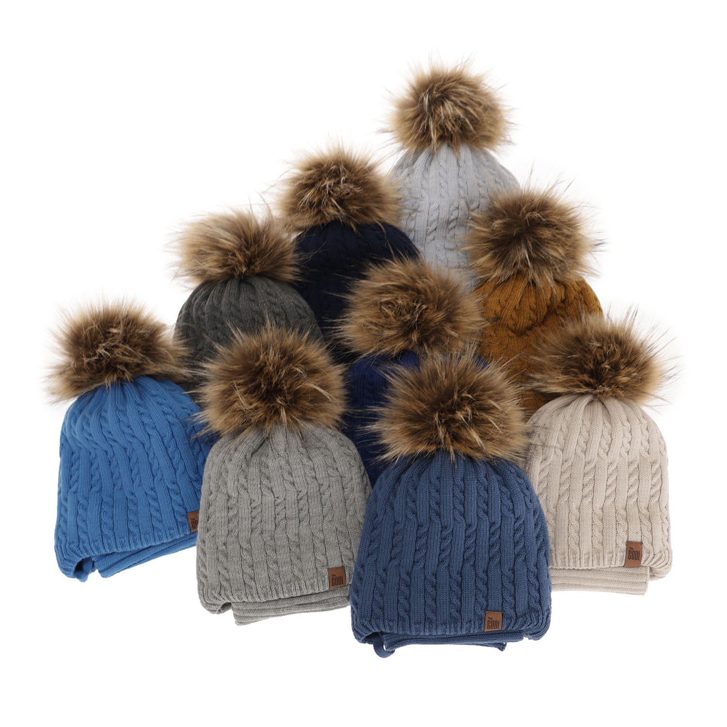 Pojke vinter set: mössa och halsduk, mörkblå, med pompom, Indigo