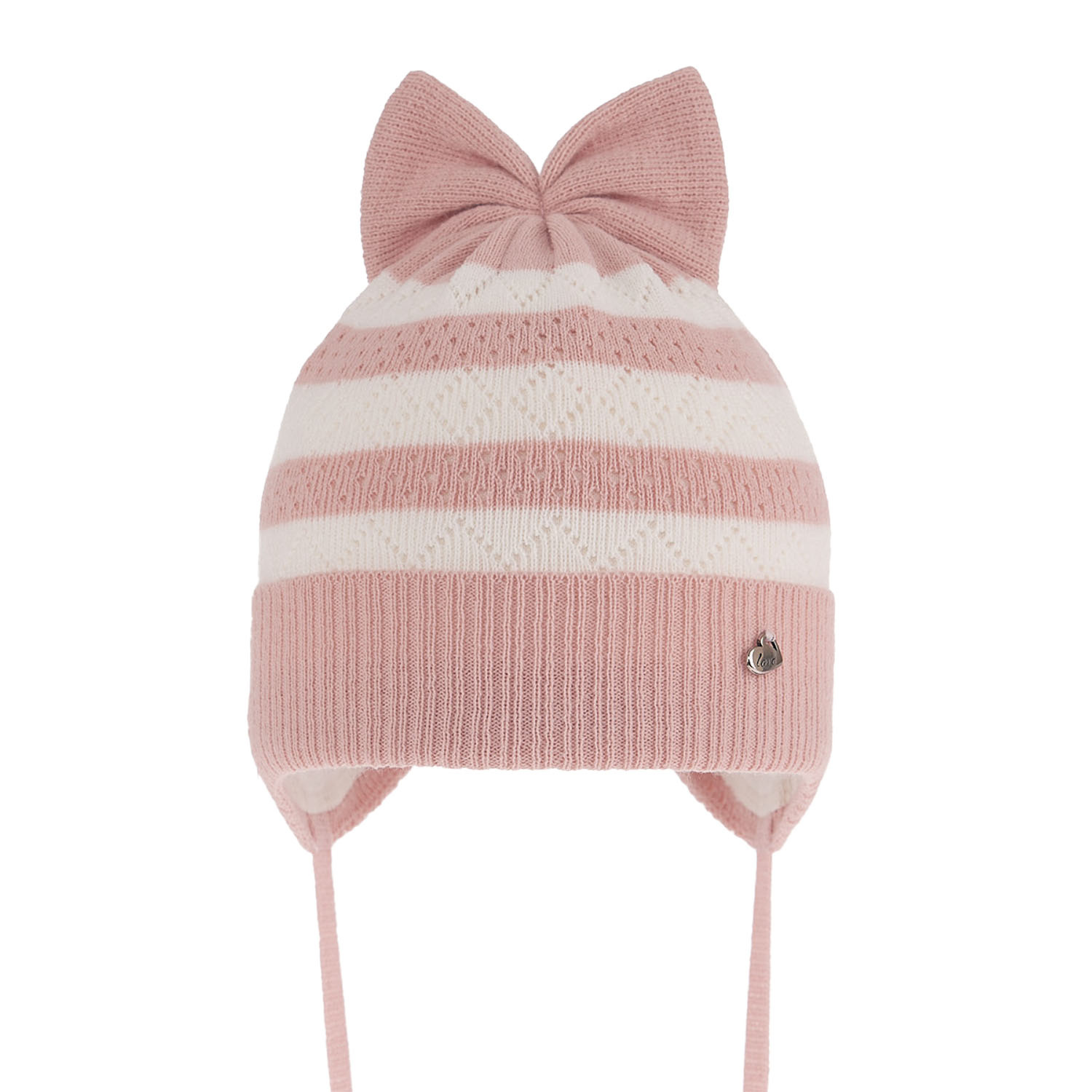 Flicka höst/vår mössa, rosa, med knytband, Leda