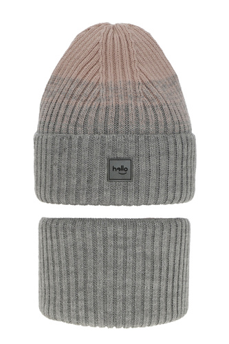 Flicka vinter set: mössa och tubhalsduk, grå, Tasha