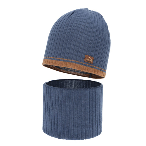 Pojke höst/vår set: mössa och tubhalsduk, blå, med bomull, Eirik