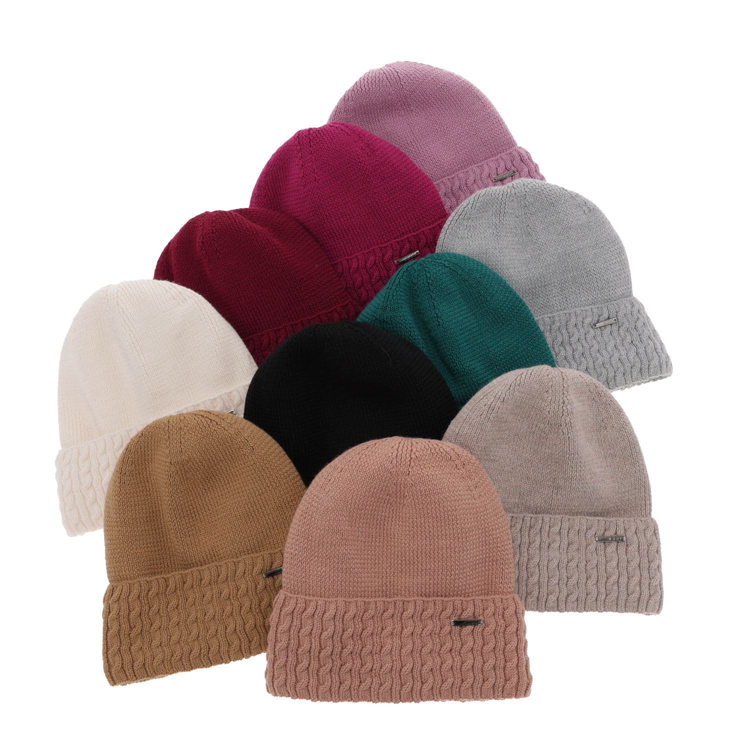 Dam vintermössa, beige, med merinull, Febe