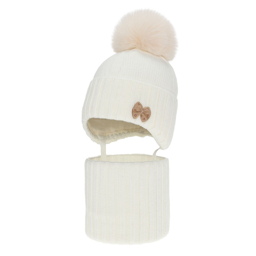 Flicka vinter set: mössa och tubhalsduk, med pompom, Talena