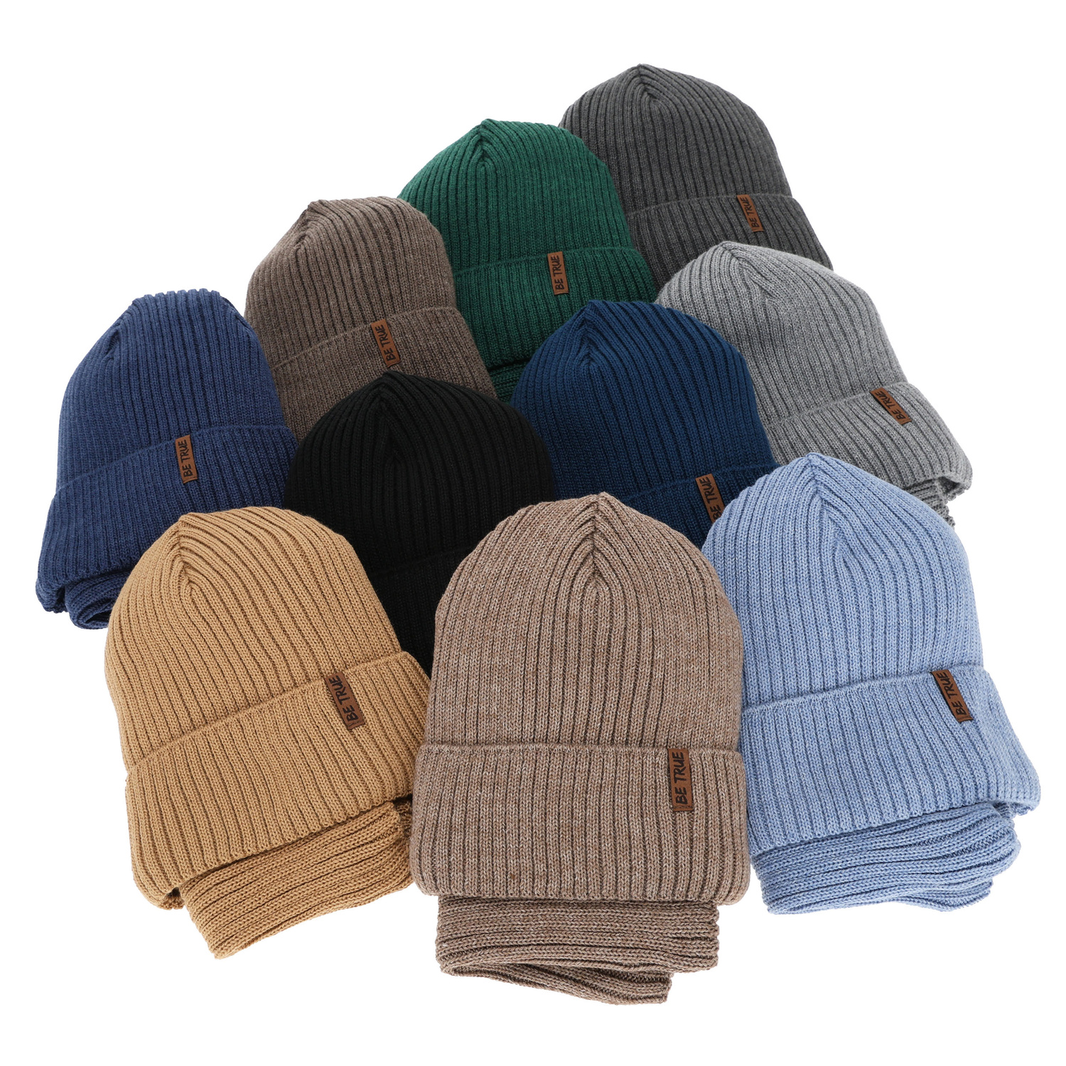 Pojke vinter set (mössa och tubhalsduk), beige, med merinull, Colton
