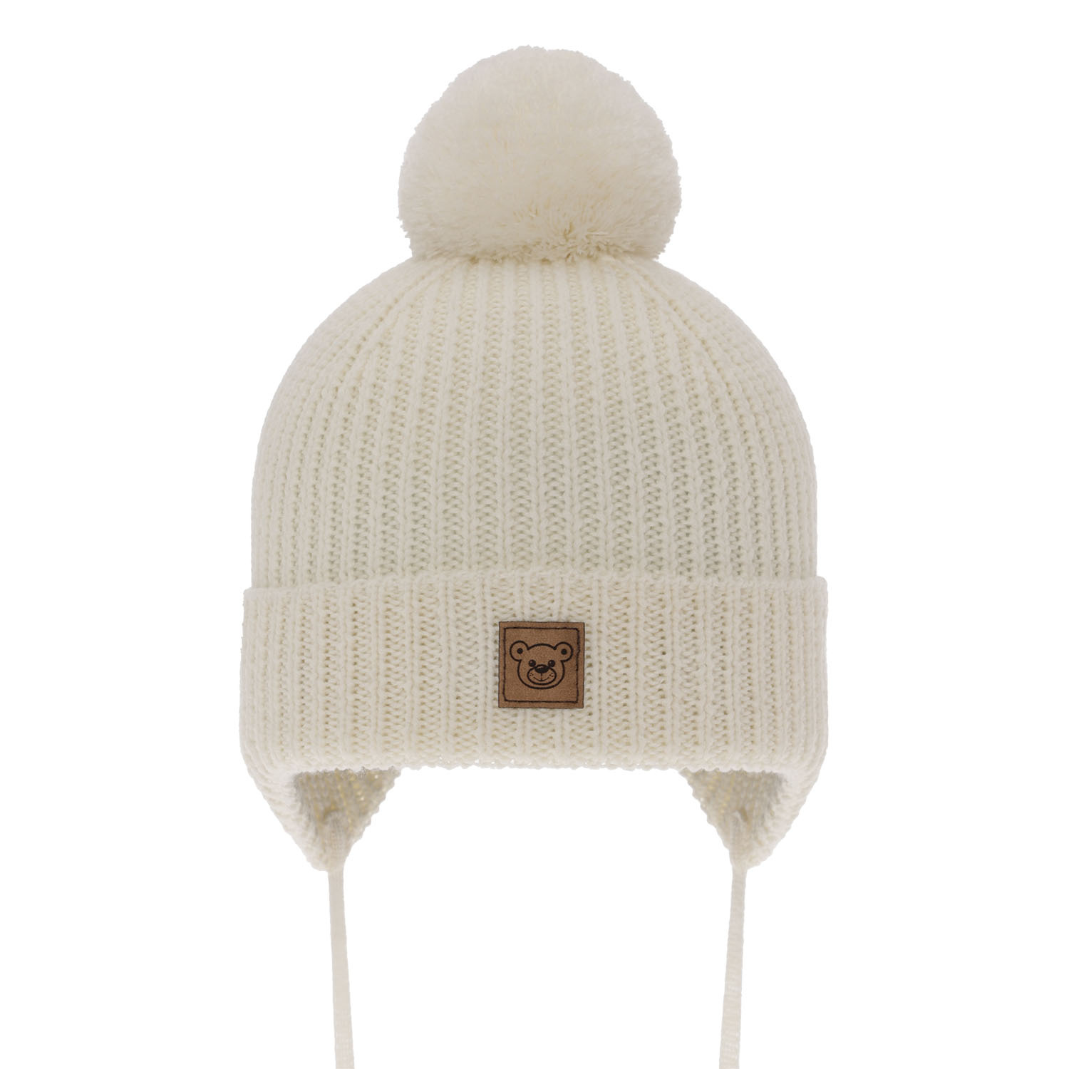 Pojke vintermössa, krem, 100% Merino Ull, fodrad med ullfleece, med knytband, Tacco