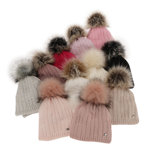 Flicka vinter set: mössa och halsduk, rosa, med pompom, Amaltea