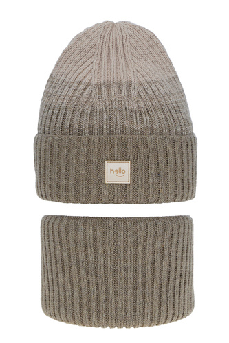 Flicka vinter set: mössa och tubhalsduk, beige, Tasha