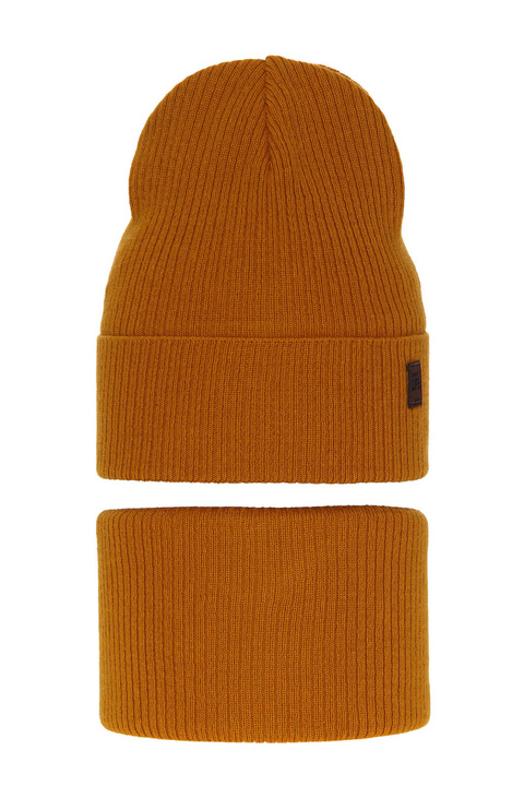 Pojke höst/vår set: mössa och tubhalsduk, honung, med bomull, Dragon