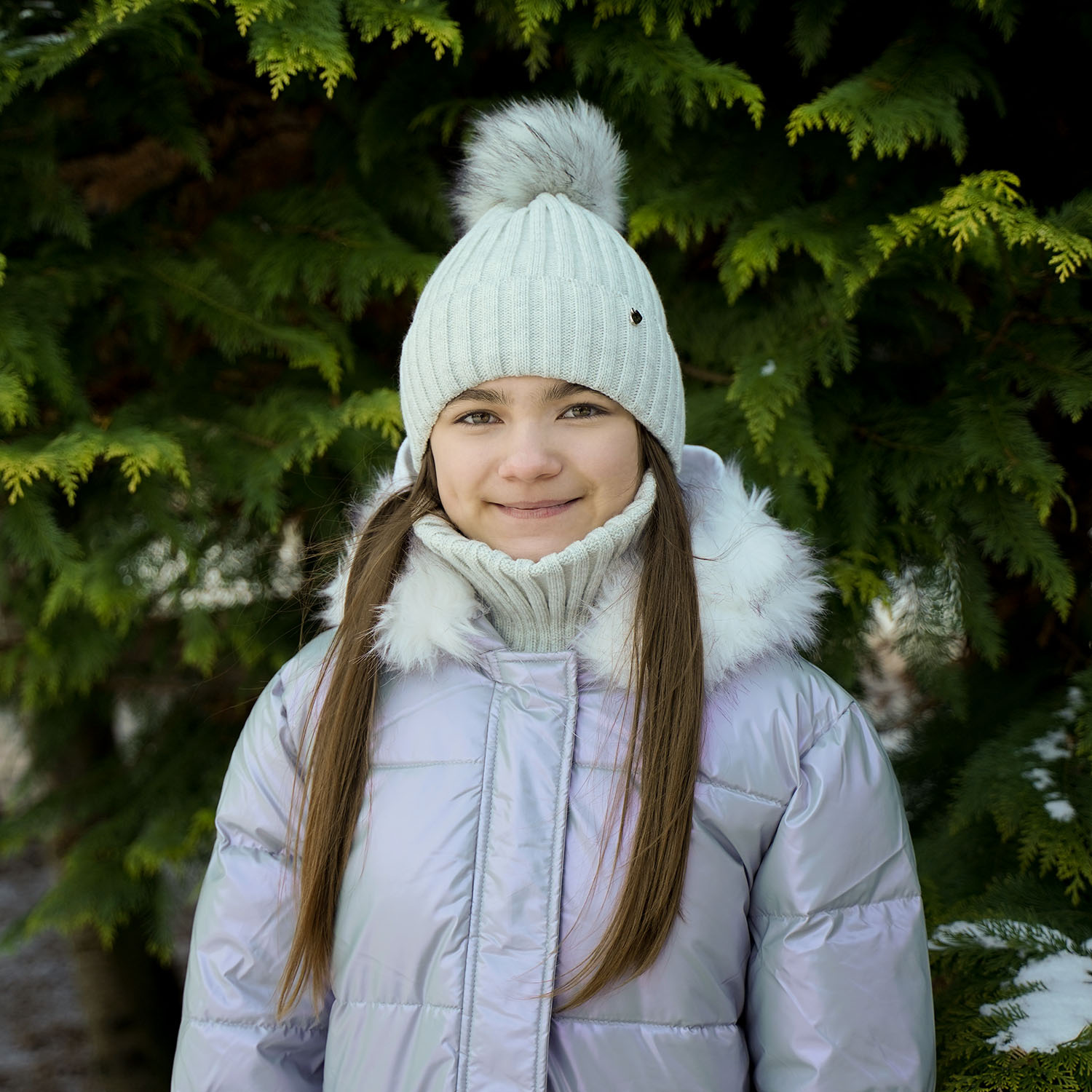 Flicka vinter set: mössa och tubhalsduk, lila, Wilma