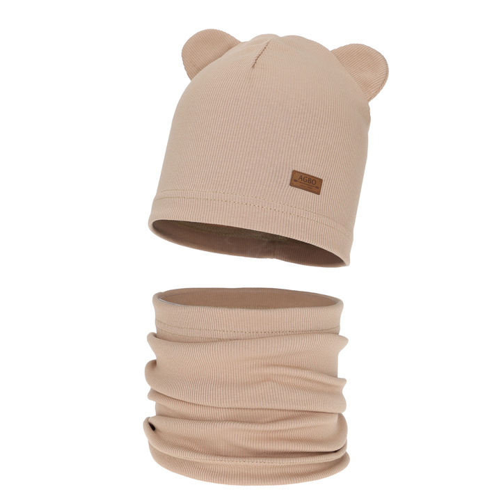 Pojke höst/vår set: mössa och tubhalsduk, beige, Gregory