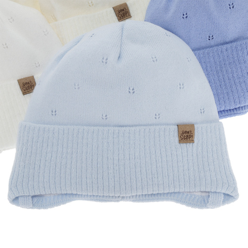 Pojke höst/vår mössa, blå, med knytband, Leif