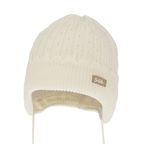 Flicka höst/vår mössa, krem, med knytband, Tema