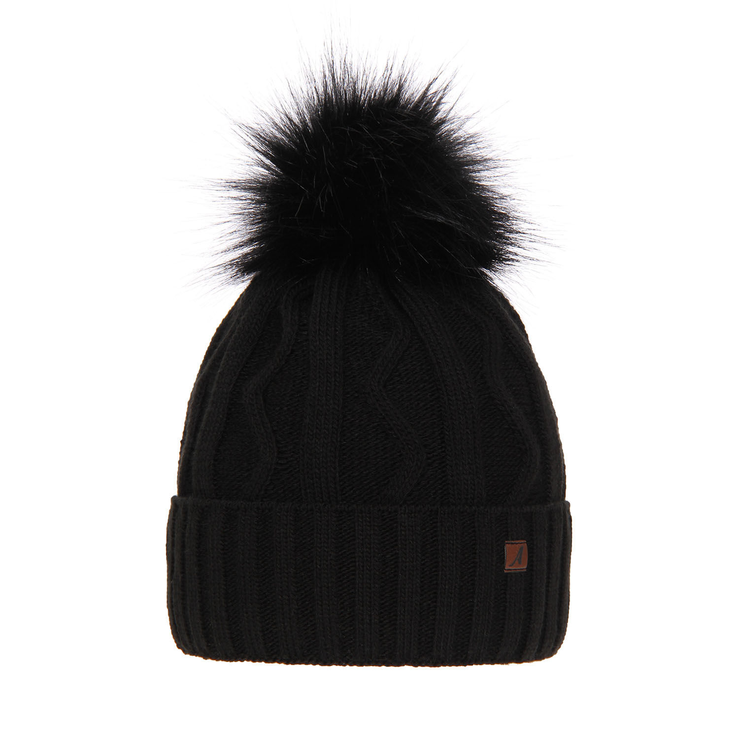 Dam vintermössa, svart, med pompom, Renika