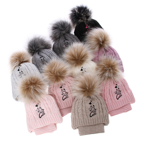 Flicka vinter set: mössa och tubhalsduk, grå, med pompom, Treccia