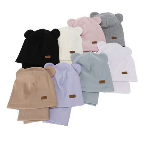 Flicka höst/vår set: mössa och tubhalsduk, bomull, krämfärgad Georgea