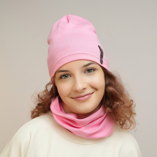 Flicka höst/vår set: mössa och tubhalsduk, lila, fodrad med bomull, Flores