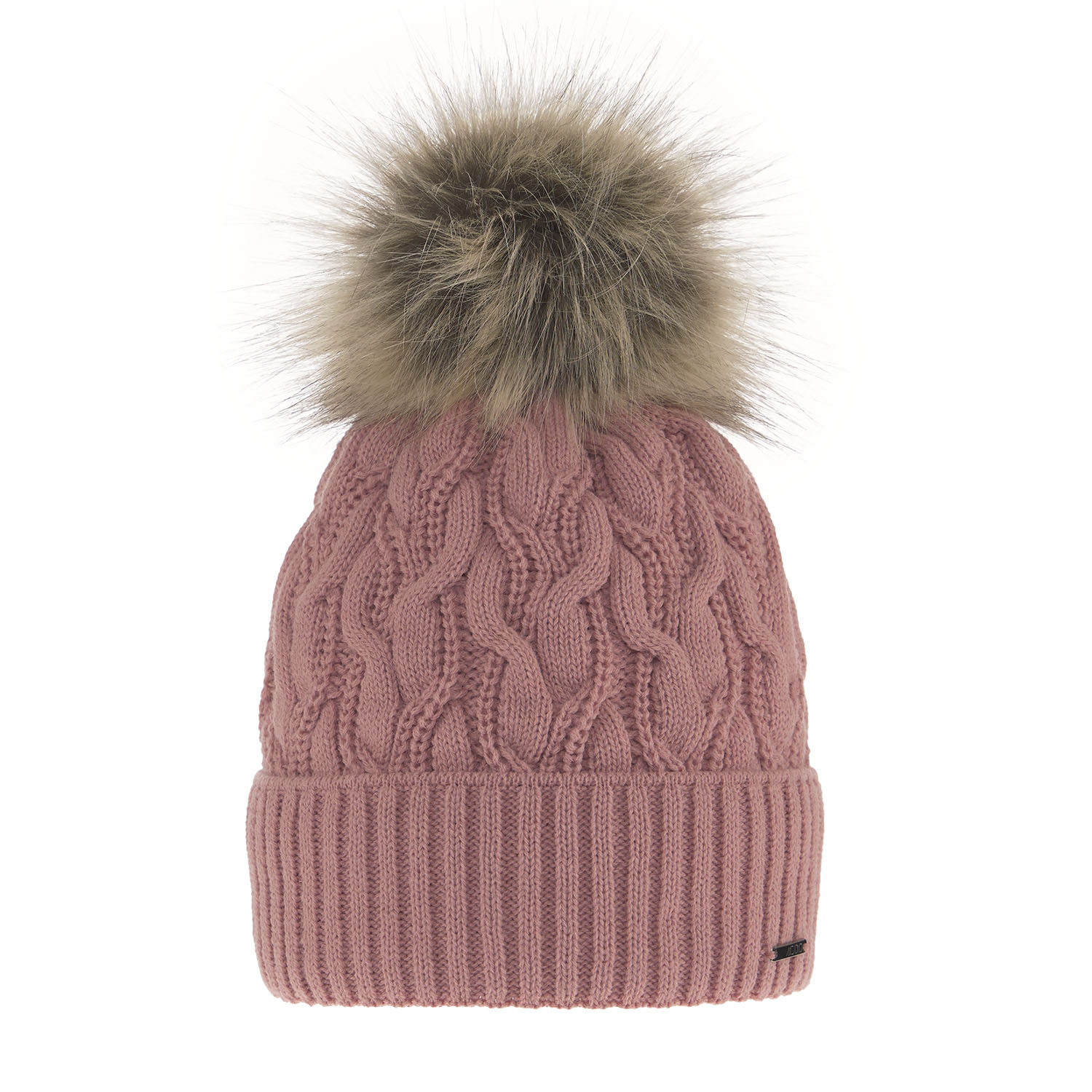 Dam vintermössa, rosa, med pompom, Deva