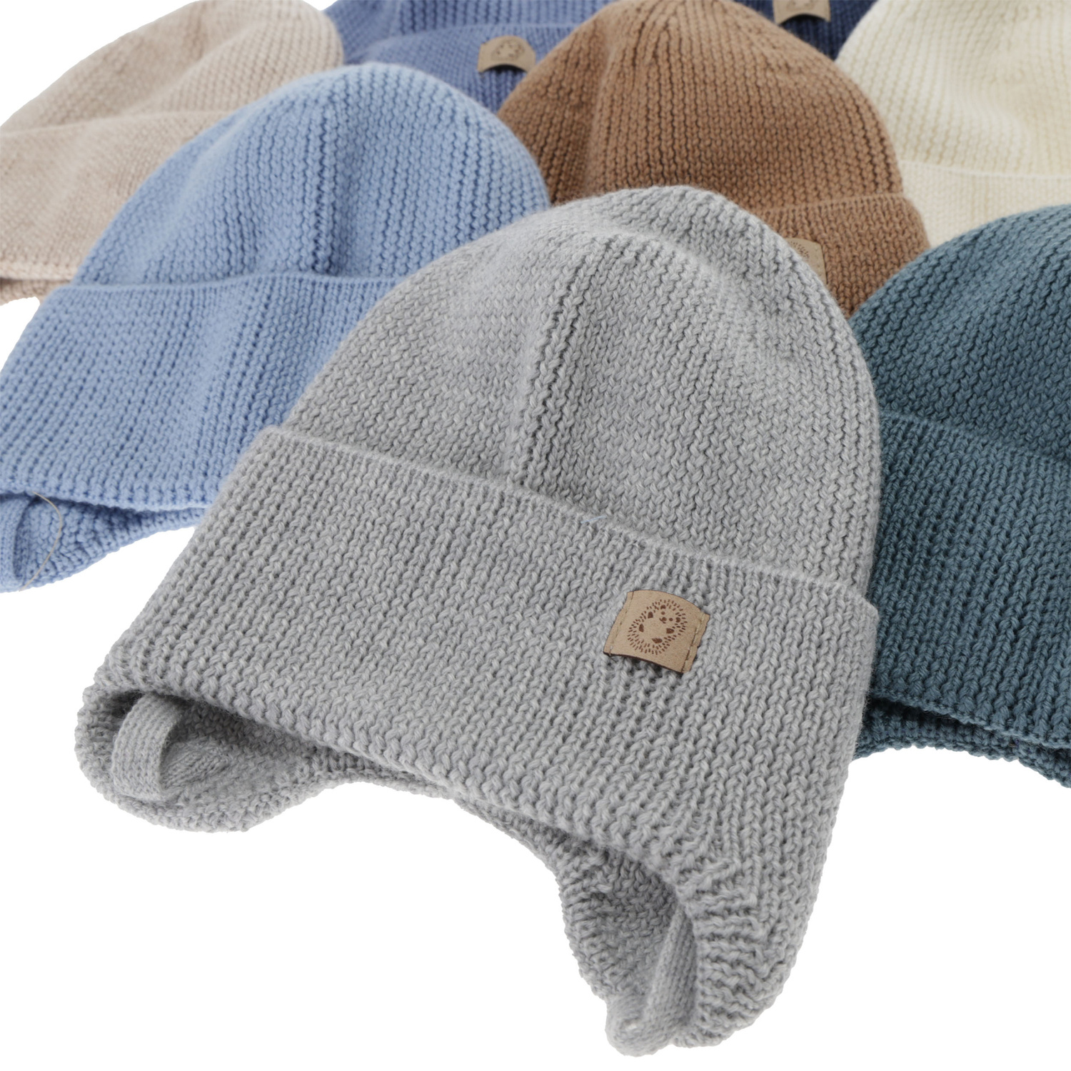 Pojke höst/vår mössa, 100% Merino Ull, Med knytband, camel, Bakadi