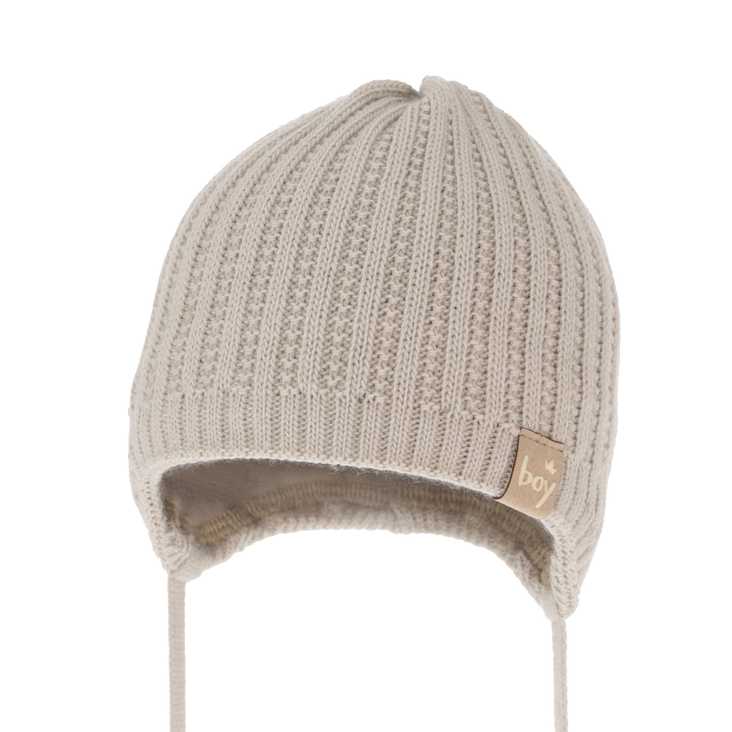 Pojke höst/vår mössa, beige, med knytband, Chico