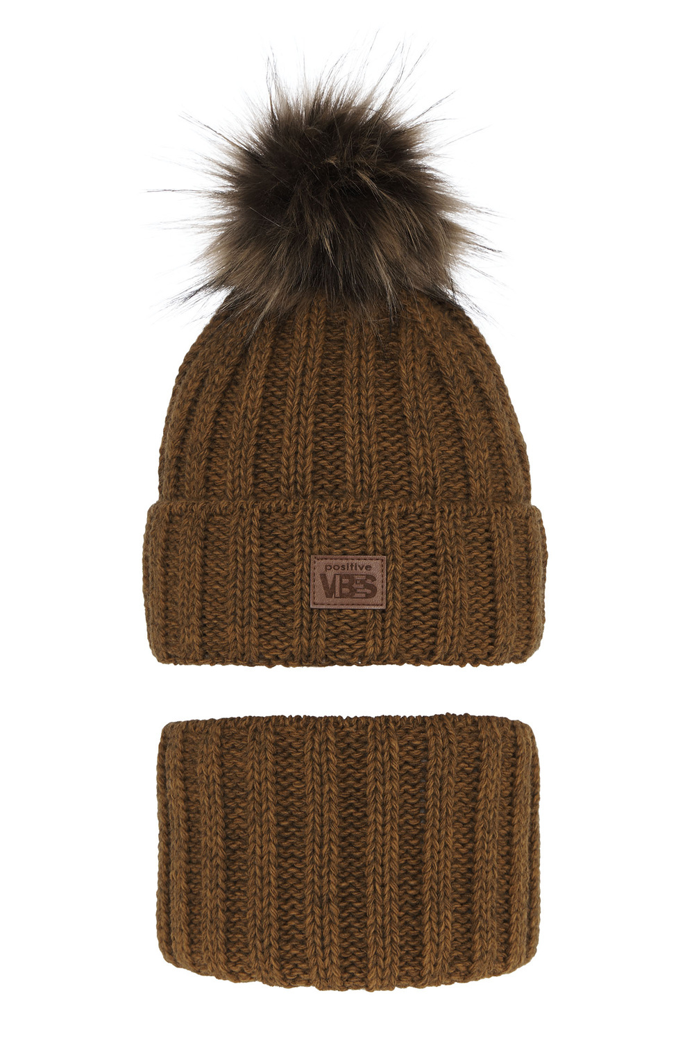 Pojke vinter set: mössa och halsduk, musztardowy, med pompom, Remes