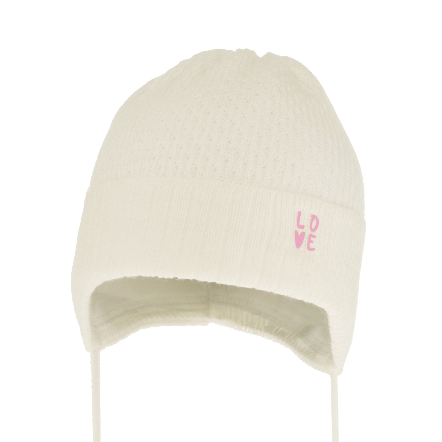 Flicka höst/vår mössa, creme, med knytband, Camilla