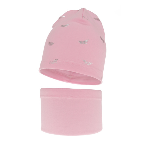 Flicka höst/vår set: mössa och tubhalsduk, rosa, fodrad med bomull, Florena