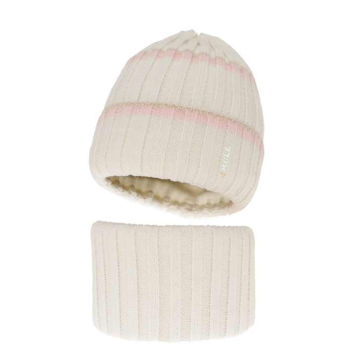 Flicka vinter set: mössa och tubhalsduk, krem, Judit