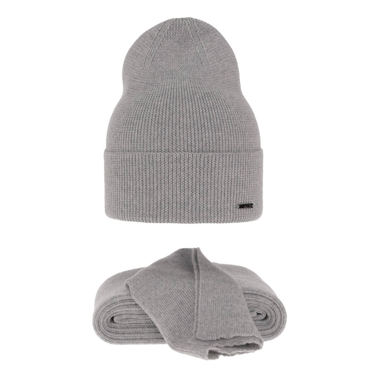Dam vinter set: mössa och halsduk, grå, 100% Merino Ull, Melpomena