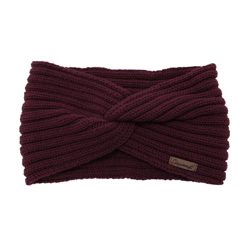 Dam vinter pannband, burgundy, 100% Merino Ull, Veka