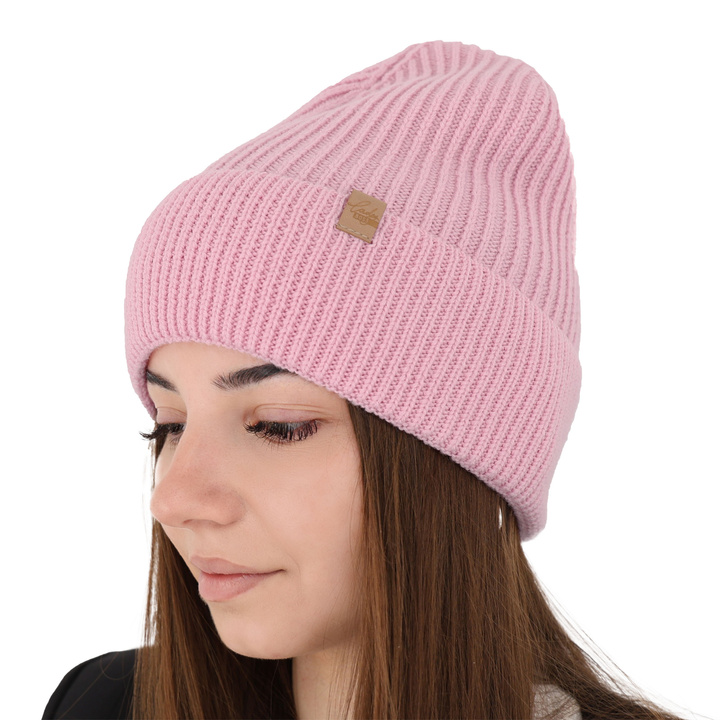 Dam vintermössa, rosa, 100% Merino Ull, Isla
