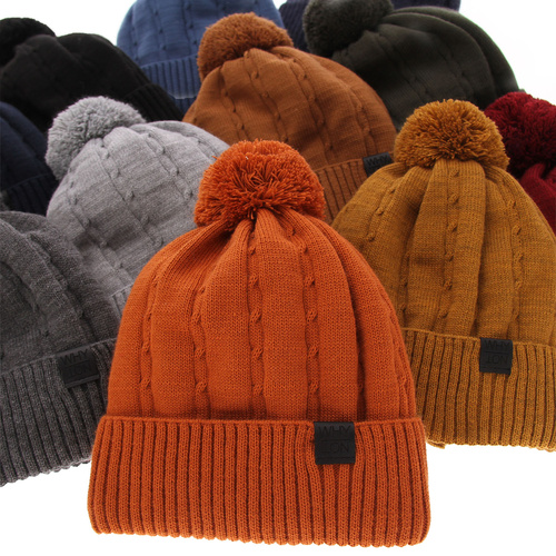 Pojke vinter set: mössa och halsduk, orange, med pompom, Deny