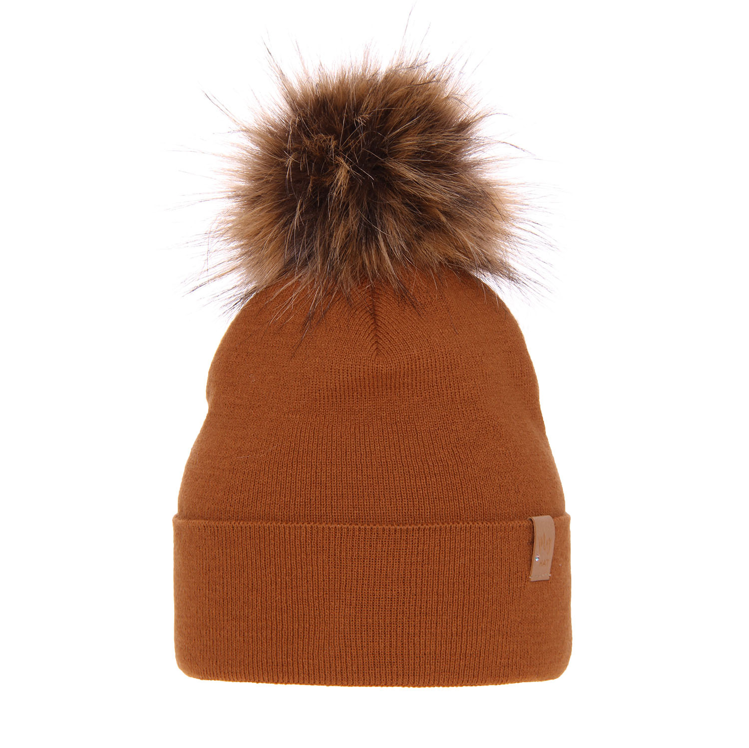 Dam vintermössa, brun, med pompom, Kalia