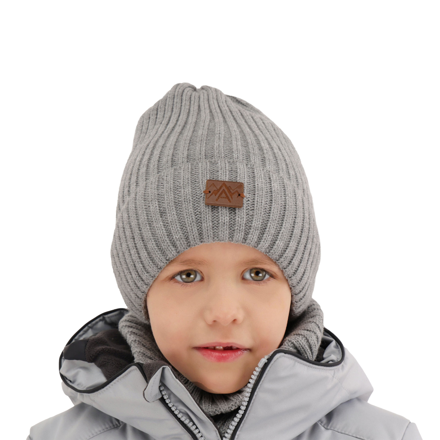 Pojke vinter set: mössa och tubhalsduk, beige, Fargo
