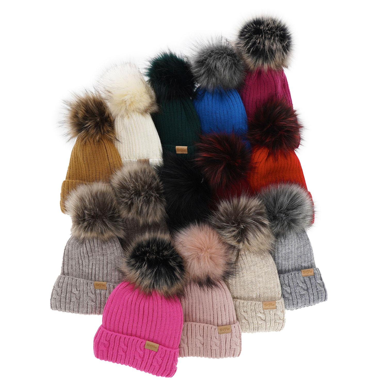 Dam vintermössa, röd, med pompom, Lawina