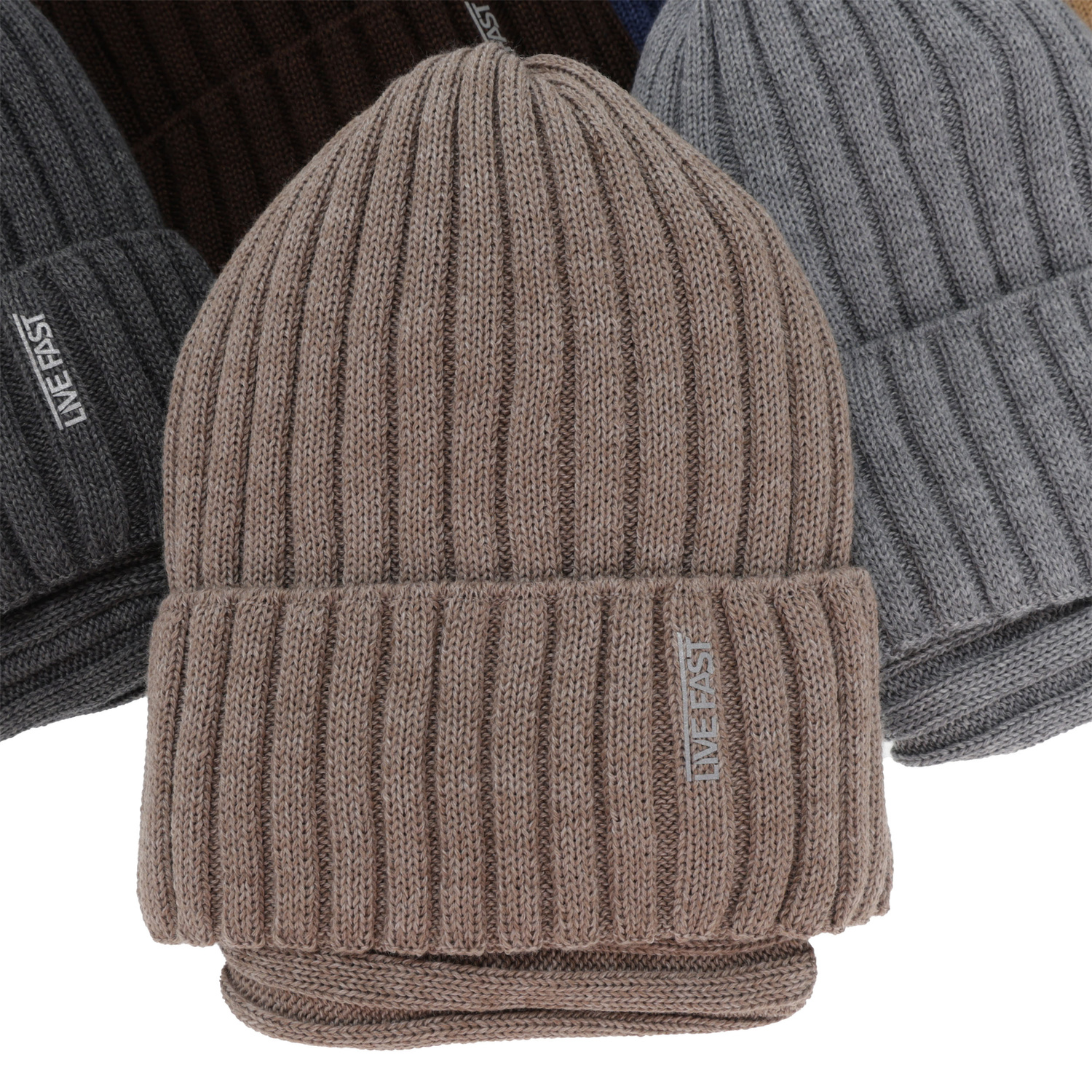 Pojke vinter set: mössa och tubhalsduk, beżowy, med merinull, fodrad med fleece, Banasko