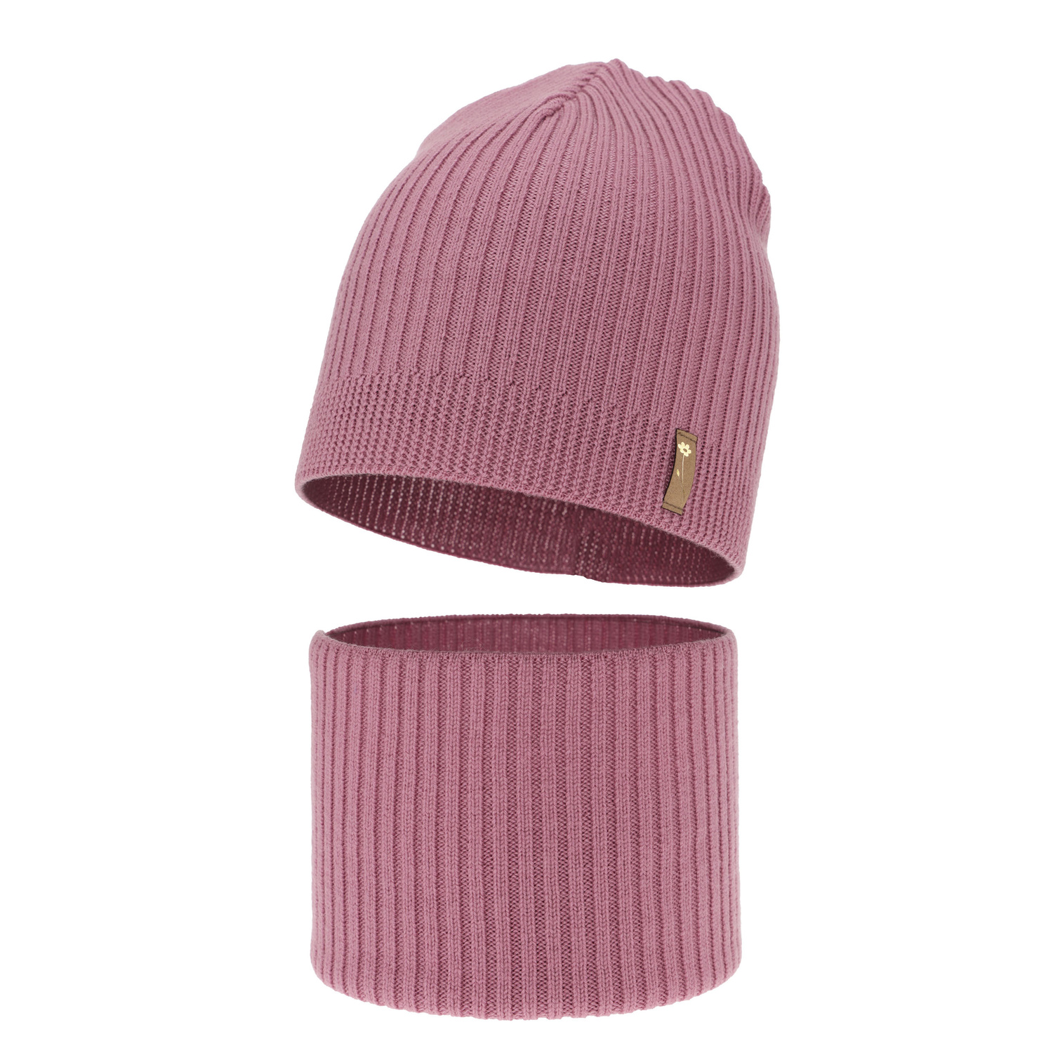 Flicka höst/vår set: mössa och tubhalsduk, lila, 100% Merino Ull, Chelsie