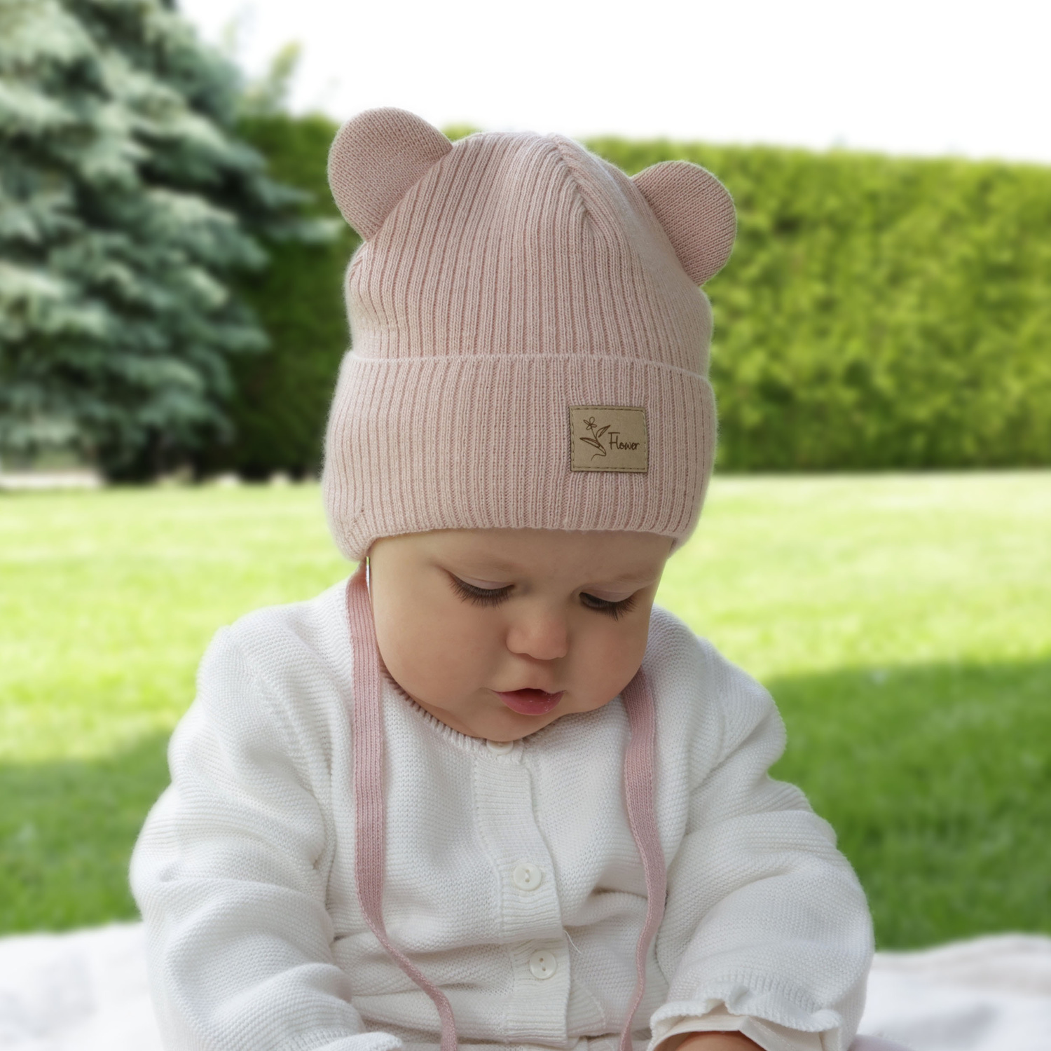 Flicka höst/vår mössa, rosa, med knytband, Djona