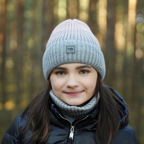 Flicka vinter set: mössa och tubhalsduk, grå, Tasha