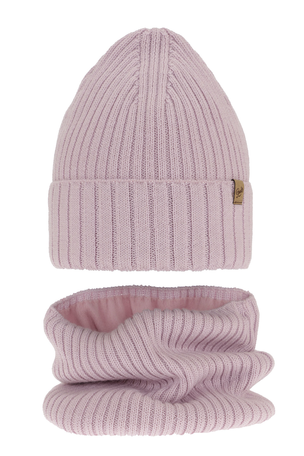 Flicka vinter set: mössa och tubhalsduk, lila, med merinull, Mesalia