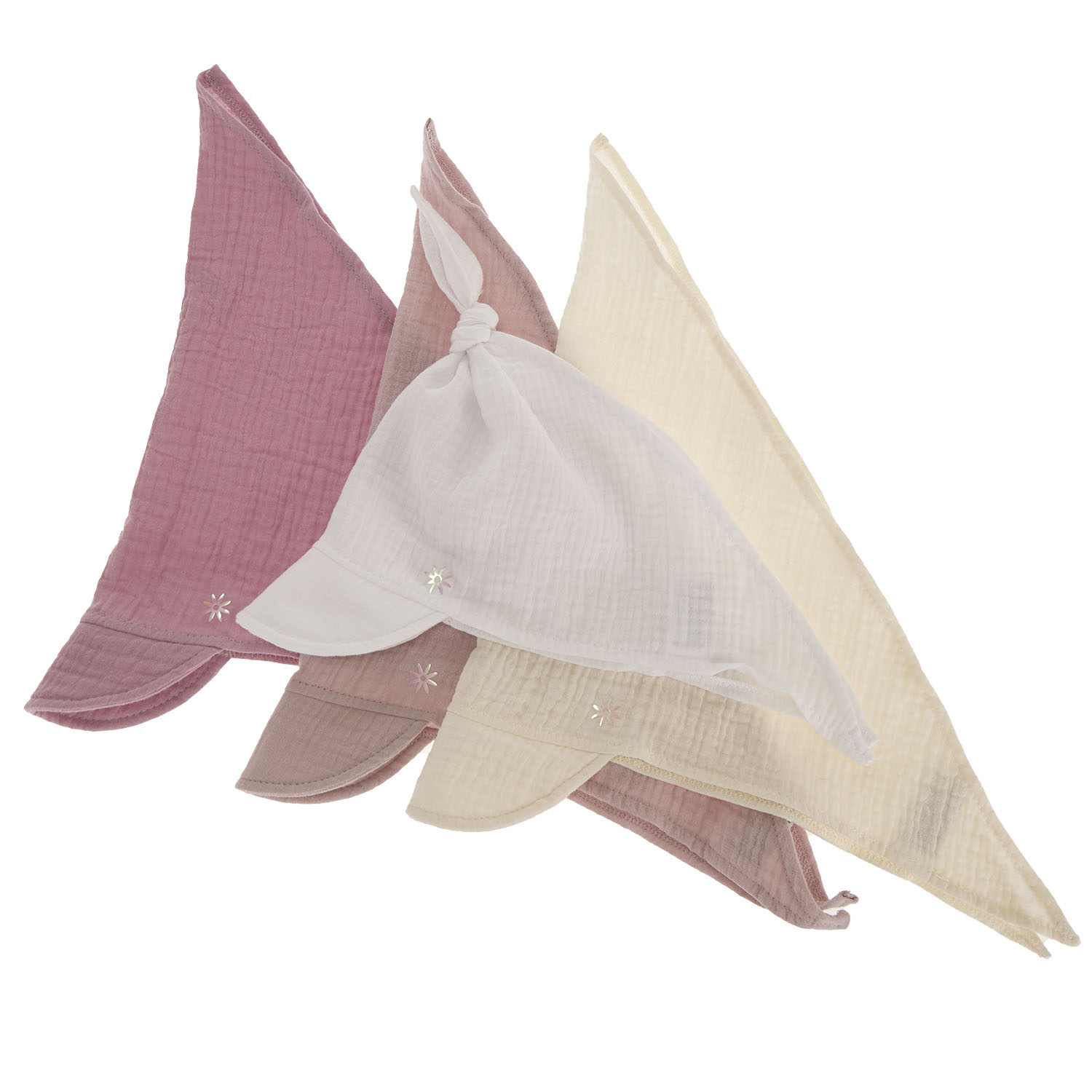 Flicka muslin huvudduk med visir primaverile, bianco, Sunny