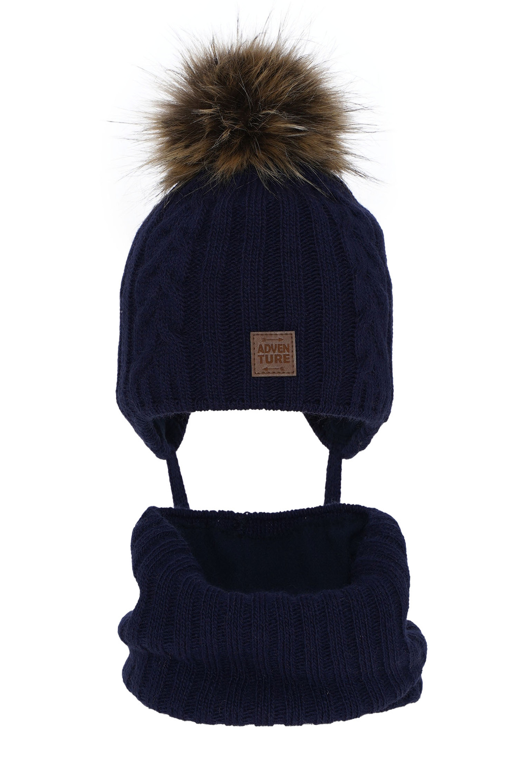 Pojke vinter set: mössa och halsduk, blå, med pompom, Casper