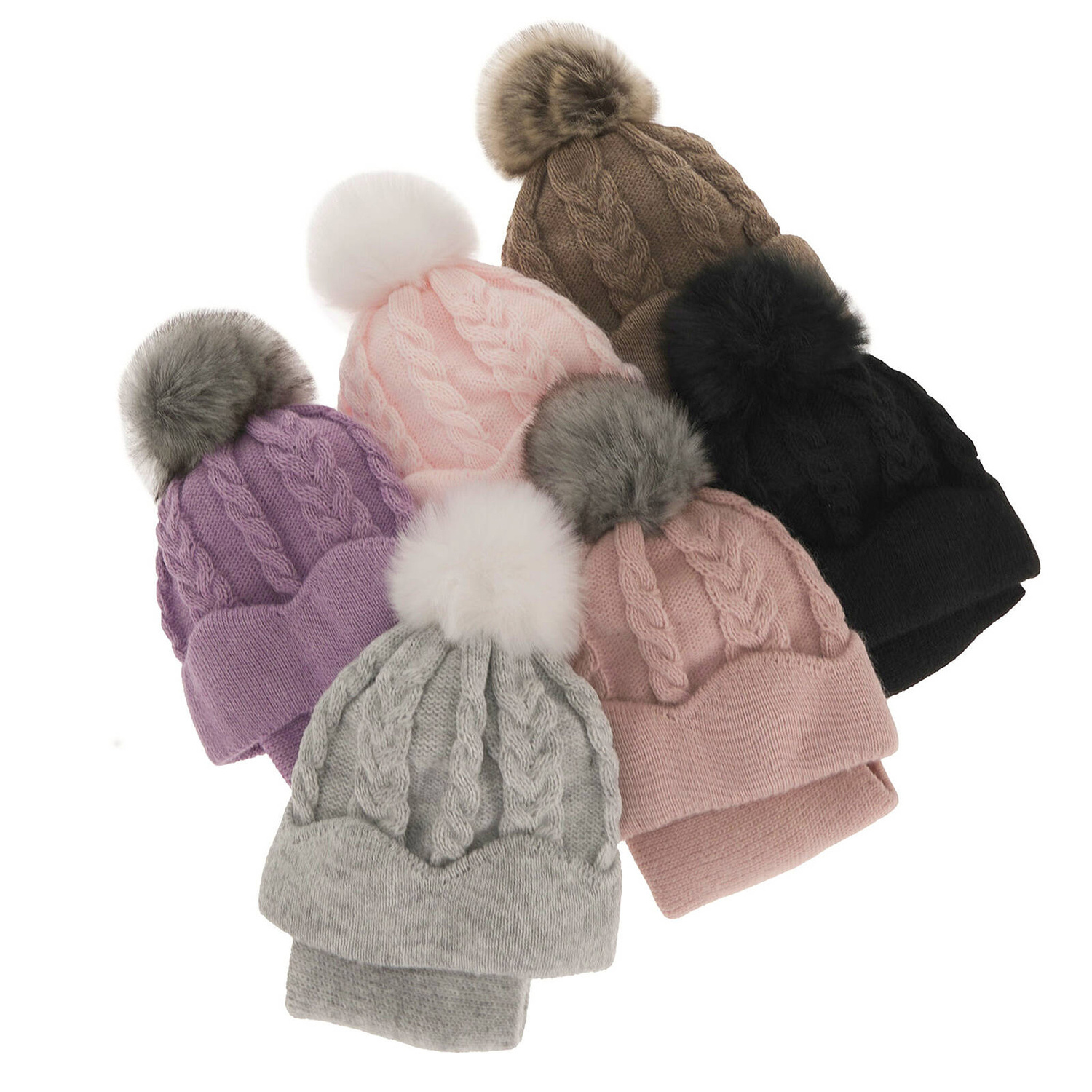 Flicka vinter set: mössa och tubhalsduk, rosa, med pompom, Etula