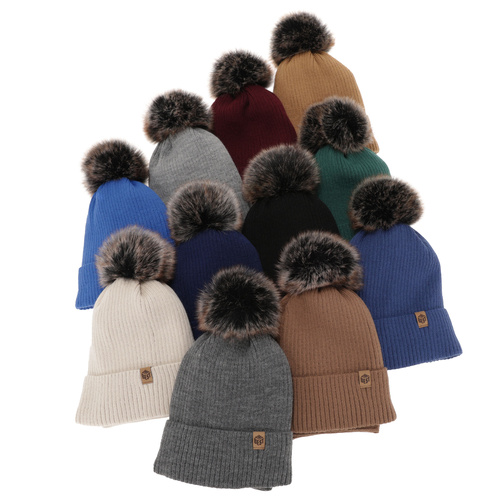 Pojke vinter set: mössa och tubhalsduk, brun, med pompom, Wizar
