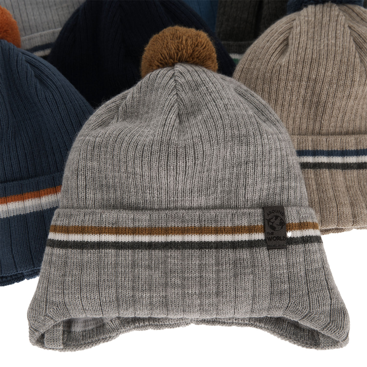 Pojke höst/vår mössa, grå, med knytband, med pompom, Vesper