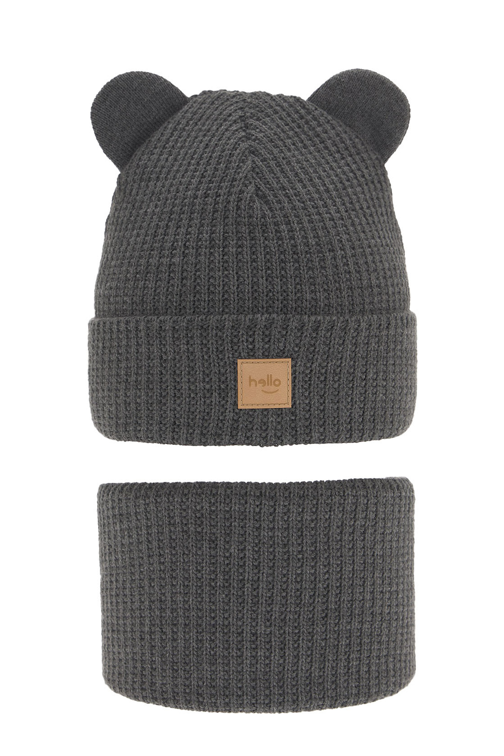 Pojke vinter set: mössa och tubhalsduk, mörkgrå, Michael