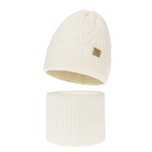 Flicka vinter set: mössa och tubhalsduk, creme, Rema