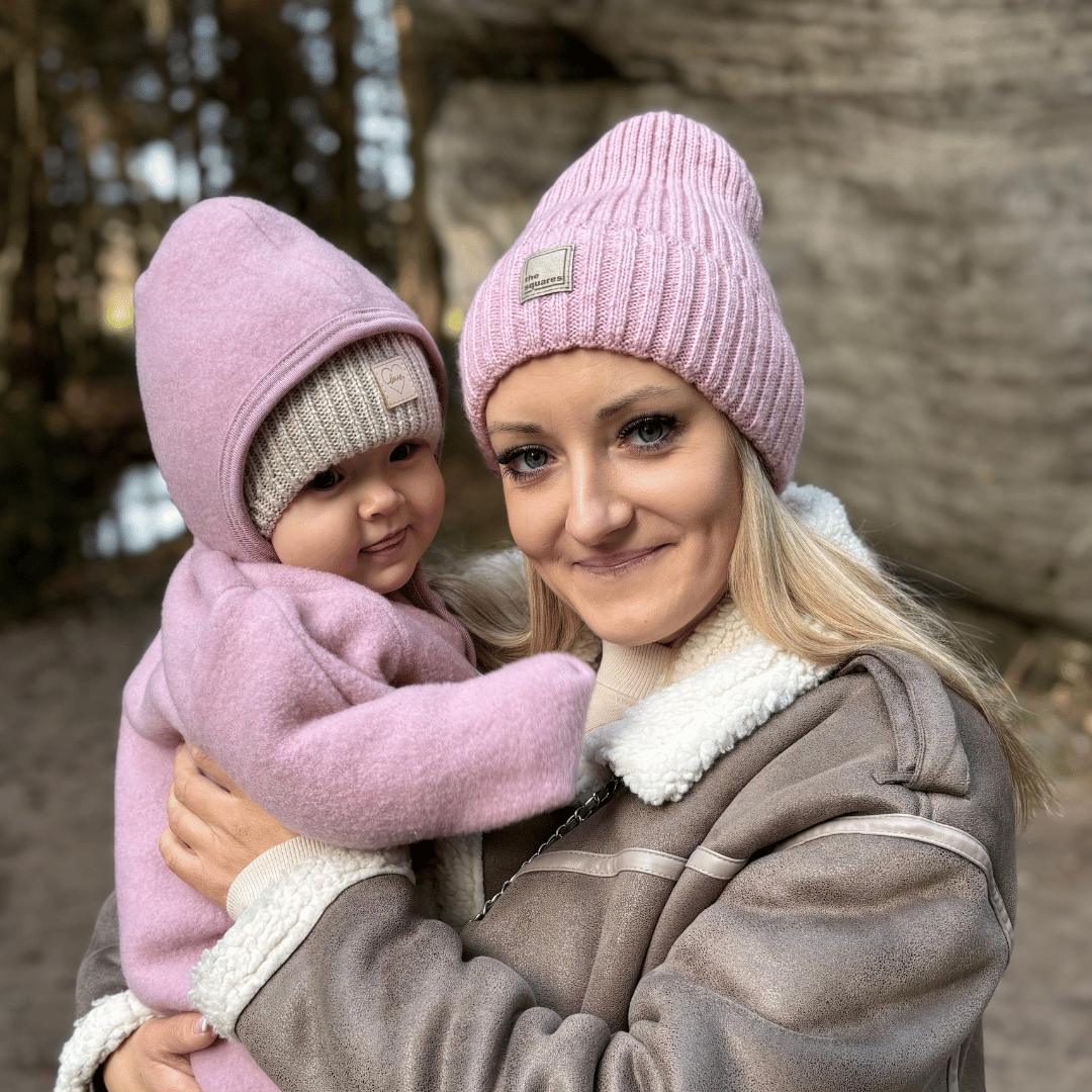 Dam vintermössa, lila, med merinull, Benedetta