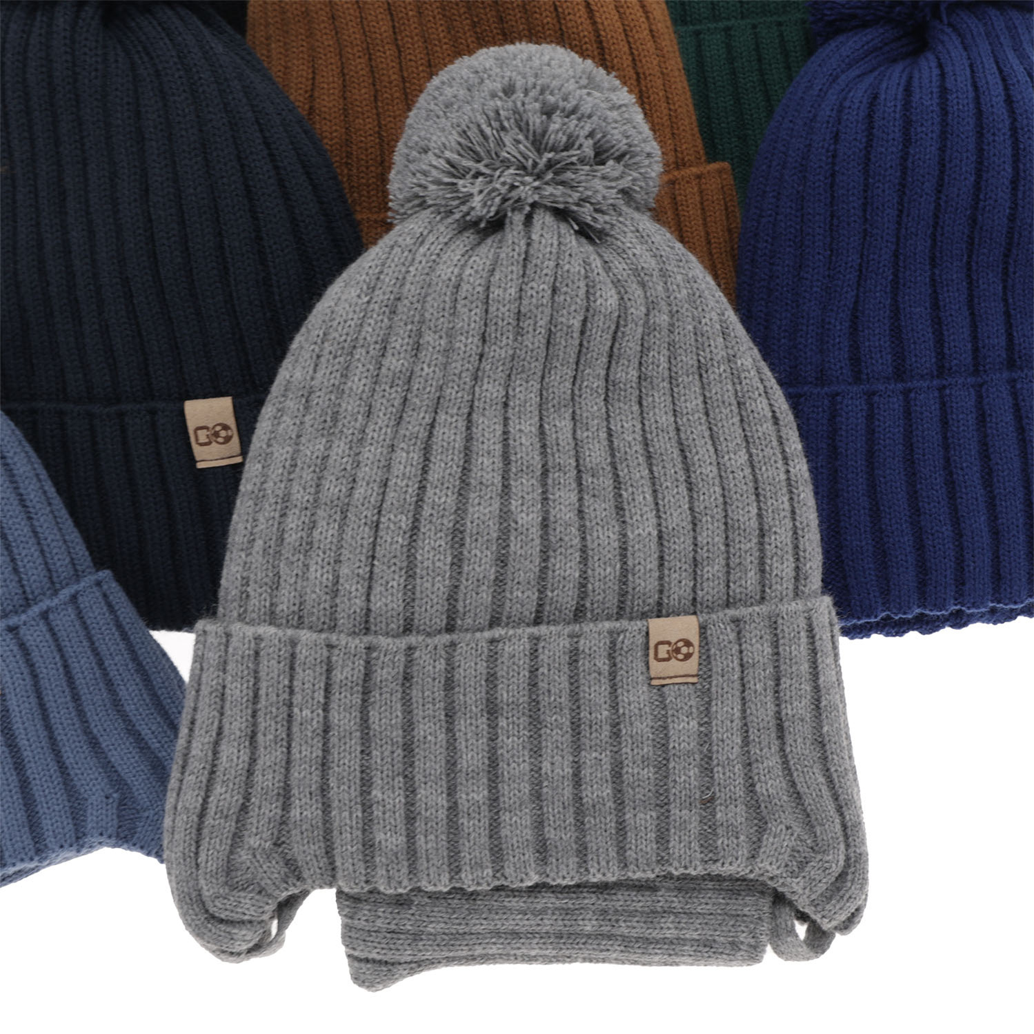 Pojke vinter set: mössa och tubhalsduk, blå, med pompom, Carlo