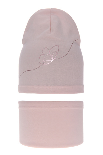 Flicka höst/vår set: mössa och tubhalsduk, rosa, fodrad med bomull, Jula